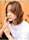 シースルーバング×毛先カールミディ