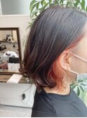 インナーカラー/イヤリングカラー/オレンジ/ハロウィンヘア