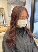 2way前髪×ピンクブラウン