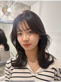 韓国風 くびれ セミロング ダークブラウン 【有村】