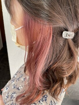 アジールヘア 所沢プロペ通り店(agir hair) インナーカラー美髪イヤリングピンクブラウン練馬所沢