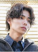 フェザーパーマ毛流れヘアセンターパートシャドウパーマ原宿