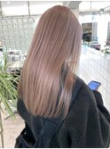 ブリーチなしダブルカラーピンクベージュミディアムボブ20代30代