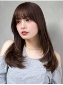 レイヤーカット顔周りレイヤー似合わせカットロングベージュ