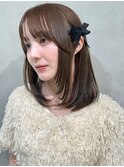 顔まわりレイヤー　レイヤーカット　ワンカール　内巻き