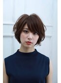 ナチュラルゆるくしゃショートボブ♪斜めバング♪
