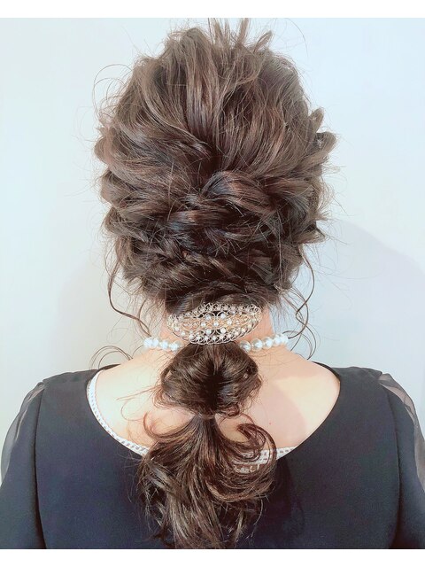 【aRietta】結婚式ヘアアレンジ×パールバレッタ