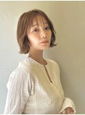 小顔/ワンレン/黒髪/ボブルフ/ネビージュ/札幌大通