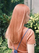 ピークアブー 原宿ハラカド(PEEK-A-BOO)&nbsp;くせ毛多毛ケアブリーチピンクオレンジロングハイトーン