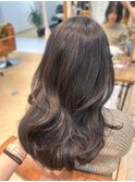 ブリーチなし透明感アッシュグレージュミディアムレイヤー