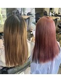 ピンクカラー高知美容院オイルカラーハイトーン