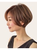 ボブ/ピンクベージュ/前髪/インナーグレージュ/銀座