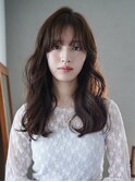 ロング韓国ヘア顔周りレイヤーおくれ毛_F40852