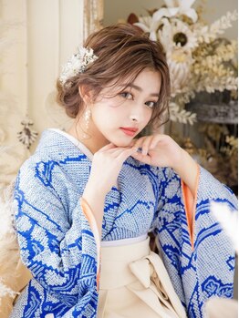 なんば5分！卒業式ご予約受付中♪朝6時~OK◎[ヘアセット+袴着付け\6900/卒業式ヘアセット\3300]