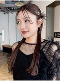 ロングおくれ毛顔周りレイヤー韓国ヘア_ba573972
