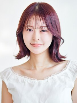 ラフィス ヘアー ピーチ 岡山店(La fith hair peach) 【La fith】くびれボブ×カシスレッド