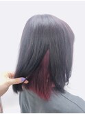 インナーカラー 【ダークチェリー】全体ブルーブラック