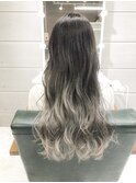アッシュグラデーションカラー ブリーチロングデザインカラー