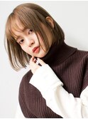 ☆グレージュカラー斜めバングデザインカラーシルキーベージュ