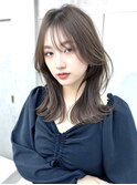 ★くびレイヤー黒髪エモージュ小顔レイヤーロンググレーベージュ