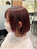 ボブ×ピンクレッド×20代
