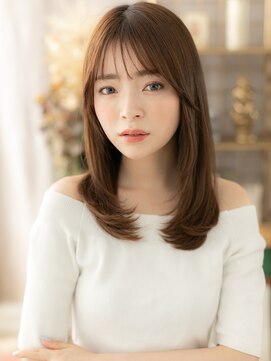 カバーヘア ブリス 戸田公園西口店(COVER HAIR bliss) 大人可愛い顔まわりレイヤー艶髪セミディa戸田公園20代30代40代