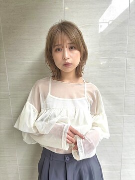 オーロ(ORO) 小顔に見えるボブルフ/ミルクティーデザインカラー