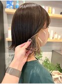 ブリーチインナーカラーイエローカラー前髪カットトリートメント