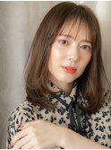 暖色系カラー美髪前下がりワンカールミディアムY戸頭30代40代