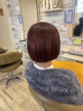 フゥカ 売市店(fuka) 【大人可愛い】丸みボブ × ピンクブラウン 八戸
