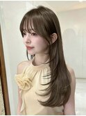 ▲レイヤーカット顔まわり前髪矯正オリーブベージュharuhi