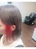 レッドインナーカラー&シルバーグレージュ