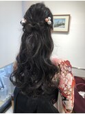 卒業式ヘアアレンジ スーパーロング ハーフアップ