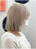 ダブルカラーミルクティーベージュカラーケアブリーチ韓国ボブ