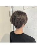 【白髪ぼかし】ハイライト透明感ベージュ×大人気ショートボブ
