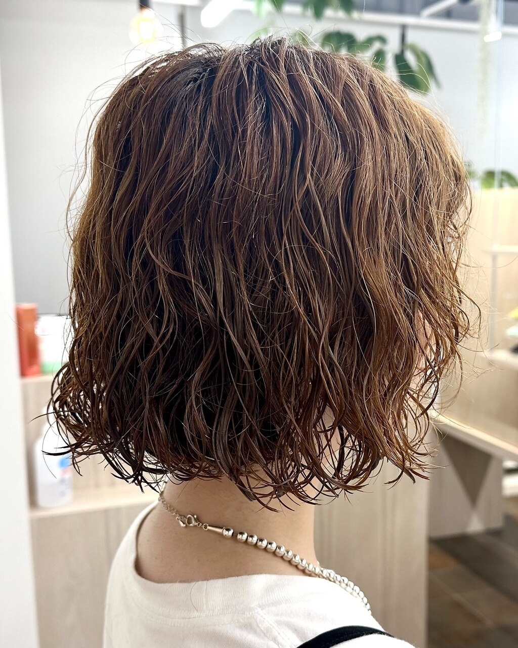 ❤人気　高品質　前面手縫い　全人毛 　パーマ　ウェーブ　ウイッグ45 茶系 ❤ ❤人気高品質前面手縫い全人毛 パーマウェーブウイッグ45 茶系 ❤