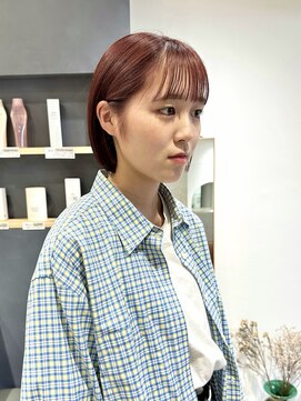 バートランド 白楽(Bertland) 島田/ピンクブラウン  暖色カラーボブ ミニボブ ブリーチ無し