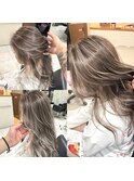 前髪アンブレラカラーこなれミディイメチェンウェーブパーマ