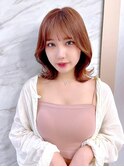 韓国レイヤー前髪似合わせカットフェミニンロングメルティカラー