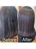 髪質改善【縮毛矯正】　ビフォーアフター　表面