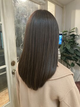 アミュレ(Amule) 艶髪ストレートロング抜け感ラベンダーミルクティー重めロング