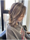 NUDE10代20代30代40代 白髪ぼかし細めハイライト レイヤーボブ