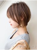 韓国夏レイヤー小顔似合わせショートミルクティー