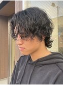 秋田メンズパーマ波巻きスパイラルパーマセンターパートフェード