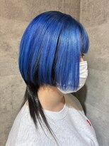 TONE（トーン）by Chara 池袋 髪質改善 ダブルカラー 【4月上旬OPEN（予定）】&nbsp;深めブルーのウルフカット【池袋東通り】