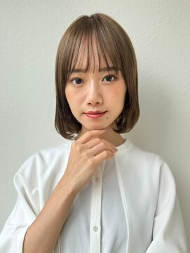 カバーヘア ブリス 川口(COVER HAIR bliss) 切りっぱなしボブ/ミルクティーベージュ春カラー透明感p川口