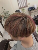 美容室ふうたん&nbsp;ピンクハイライトカラー