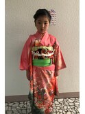 七五三 サイド 編み込み シニヨン ヘアアレンジ