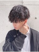 チリつかないツイストスパイラルパーマ　メンズカット