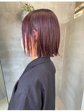 テトヘアー(teto hair) レッドカラー　暖色系カラー　赤髪　ボブ